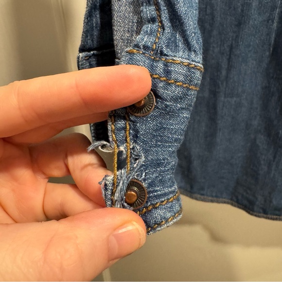 Vintage Wrangler Blue Denim Shirt Dress Western Cowgirl Festival Rodeo Y2K - Picture 12 of 12